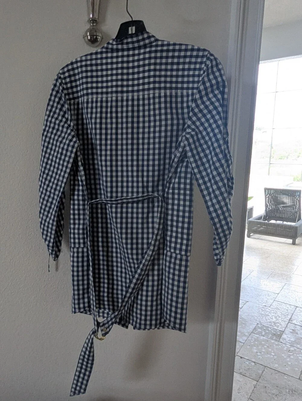 Tory Burch Striped Cotton Shirt With Chest Pocket Plaid Gray Size Small